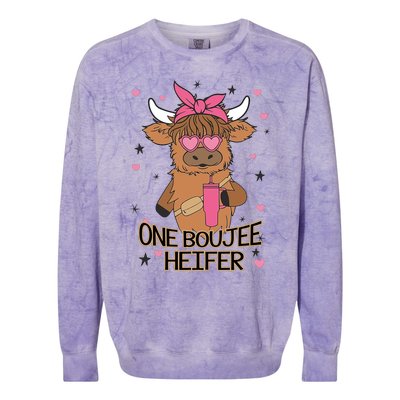 Cute One Boujee Heifer Colorblast Crewneck Sweatshirt