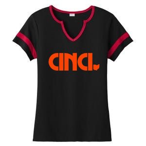 Cinci Ohio Bold Orange Ladies Halftime Notch Neck Tee