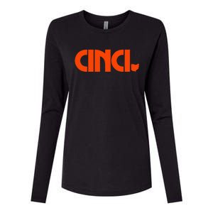 Cinci Ohio Bold Orange Womens Cotton Relaxed Long Sleeve T-Shirt