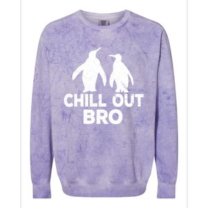 Chill Out Bro Penguin Gift Funny Animal Xmas Cool Penguin Pj Funny Gift Colorblast Crewneck Sweatshirt