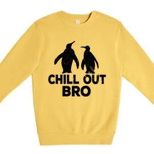 Chill Out Bro Penguin Gift Funny Animal Xmas Cool Penguin Pj Funny Gift Premium Crewneck Sweatshirt