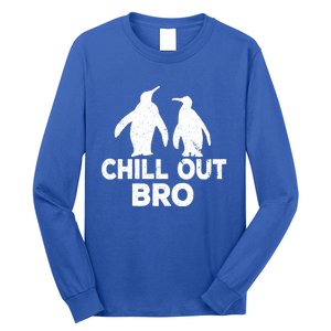 Chill Out Bro Penguin Gift Funny Animal Xmas Cool Penguin Pj Funny Gift Long Sleeve Shirt