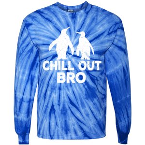 Chill Out Bro Penguin Gift Funny Animal Xmas Cool Penguin Pj Funny Gift Tie-Dye Long Sleeve Shirt