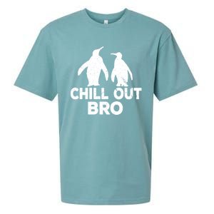 Chill Out Bro Penguin Gift Funny Animal Xmas Cool Penguin Pj Funny Gift Sueded Cloud Jersey T-Shirt