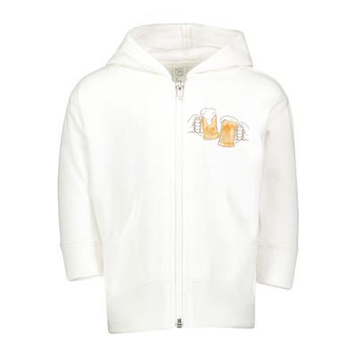 Cheers Oktoberfest Beer Hands Toddler Zip Fleece Hoodie