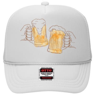 Cheers Oktoberfest Beer Hands High Crown Mesh Back Trucker Hat