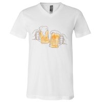 Cheers Oktoberfest Beer Hands V-Neck T-Shirt