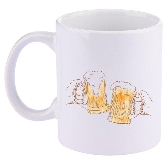 Cheers Oktoberfest Beer Hands 11oz C Handle Ceramic Mug