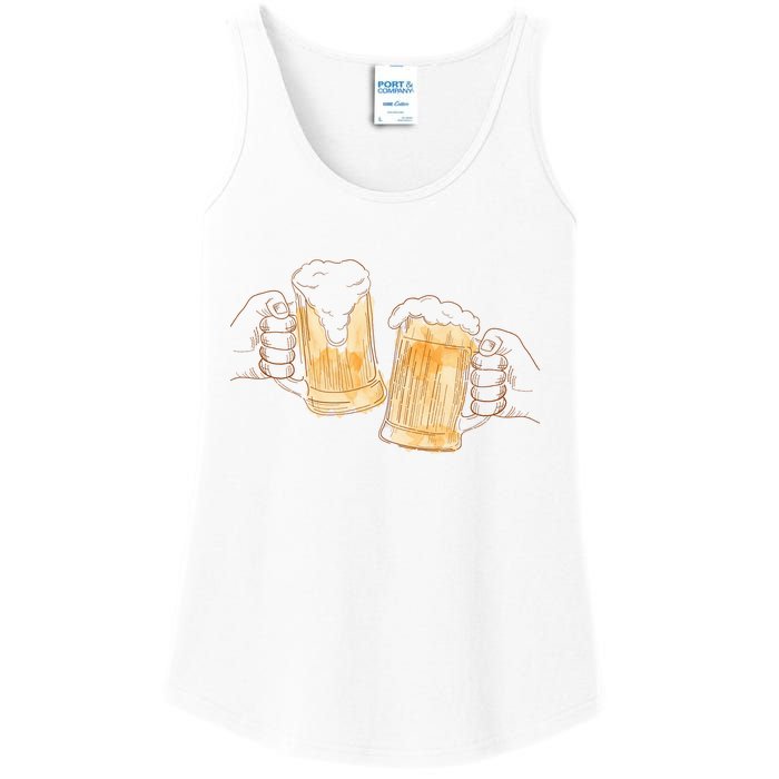 Cheers Oktoberfest Beer Hands Ladies Essential Tank