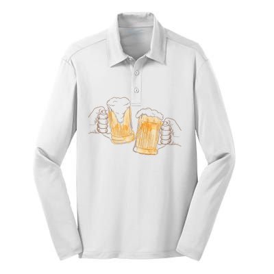 Cheers Oktoberfest Beer Hands Silk Touch Performance Long Sleeve Polo