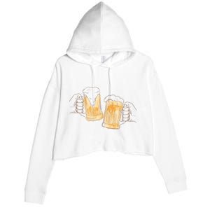 Cheers Oktoberfest Beer Hands Crop Fleece Hoodie