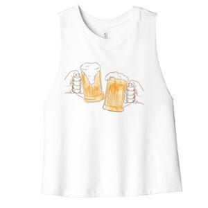 Cheers Oktoberfest Beer Hands Women's Racerback Cropped Tank