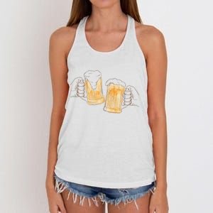 Cheers Oktoberfest Beer Hands Women's Knotted Racerback Tank