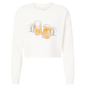 Cheers Oktoberfest Beer Hands Cropped Pullover Crew