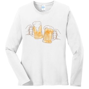 Cheers Oktoberfest Beer Hands Ladies Long Sleeve Shirt