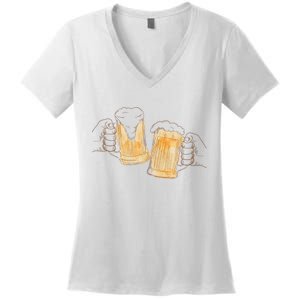 Cheers Oktoberfest Beer Hands Women's V-Neck T-Shirt