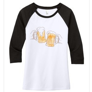 Cheers Oktoberfest Beer Hands Women's Tri-Blend 3/4-Sleeve Raglan Shirt