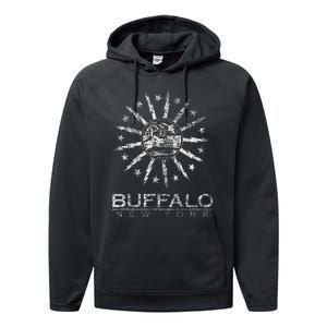 City Of Buffalo New York Flag Performance Fleece Hoodie