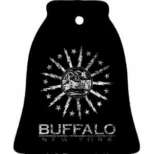 City Of Buffalo New York Flag Ceramic Bell Ornament