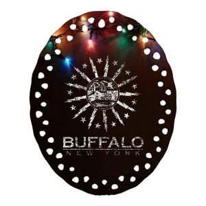 City Of Buffalo New York Flag Ceramic Oval Ornament