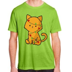 Cute Orange Cat With Xmas Lights Love Cats Funny Gift Adult ChromaSoft Performance T-Shirt