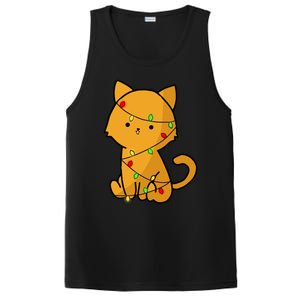 Cute Orange Cat With Xmas Lights Love Cats Funny Gift PosiCharge Competitor Tank