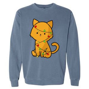 Cute Orange Cat With Xmas Lights Love Cats Funny Gift Garment-Dyed Sweatshirt