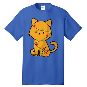 Cute Orange Cat With Xmas Lights Love Cats Funny Gift Tall T-Shirt