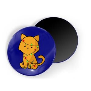 Cute Orange Cat With Xmas Lights Love Cats Funny Gift Magnet