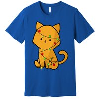 Cute Orange Cat With Xmas Lights Love Cats Funny Gift Premium T-Shirt