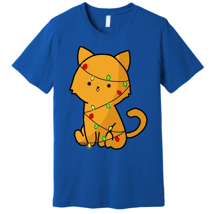 Cute Orange Cat With Xmas Lights Love Cats Funny Gift Premium T-Shirt