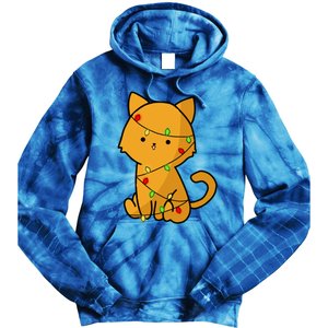 Cute Orange Cat With Xmas Lights Love Cats Funny Gift Tie Dye Hoodie