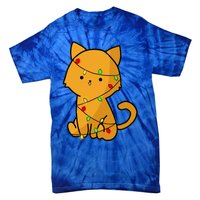 Cute Orange Cat With Xmas Lights Love Cats Funny Gift Tie-Dye T-Shirt