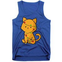 Cute Orange Cat With Xmas Lights Love Cats Funny Gift Tank Top