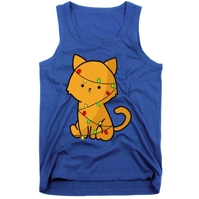 Cute Orange Cat With Xmas Lights Love Cats Funny Gift Tank Top