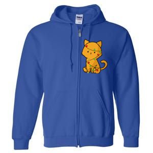 Cute Orange Cat With Xmas Lights Love Cats Funny Gift Full Zip Hoodie