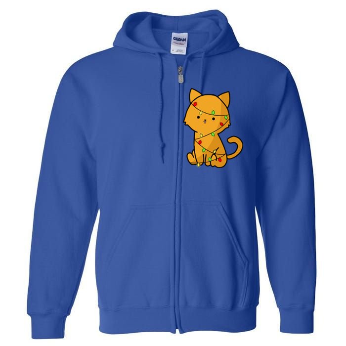 Cute Orange Cat With Xmas Lights Love Cats Funny Gift Full Zip Hoodie