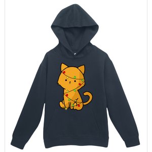 Cute Orange Cat With Xmas Lights Love Cats Funny Gift Urban Pullover Hoodie