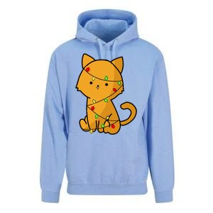 Cute Orange Cat With Xmas Lights Love Cats Funny Gift Unisex Surf Hoodie