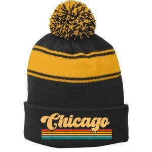 City Of Chicago Stripe Pom Pom Beanie