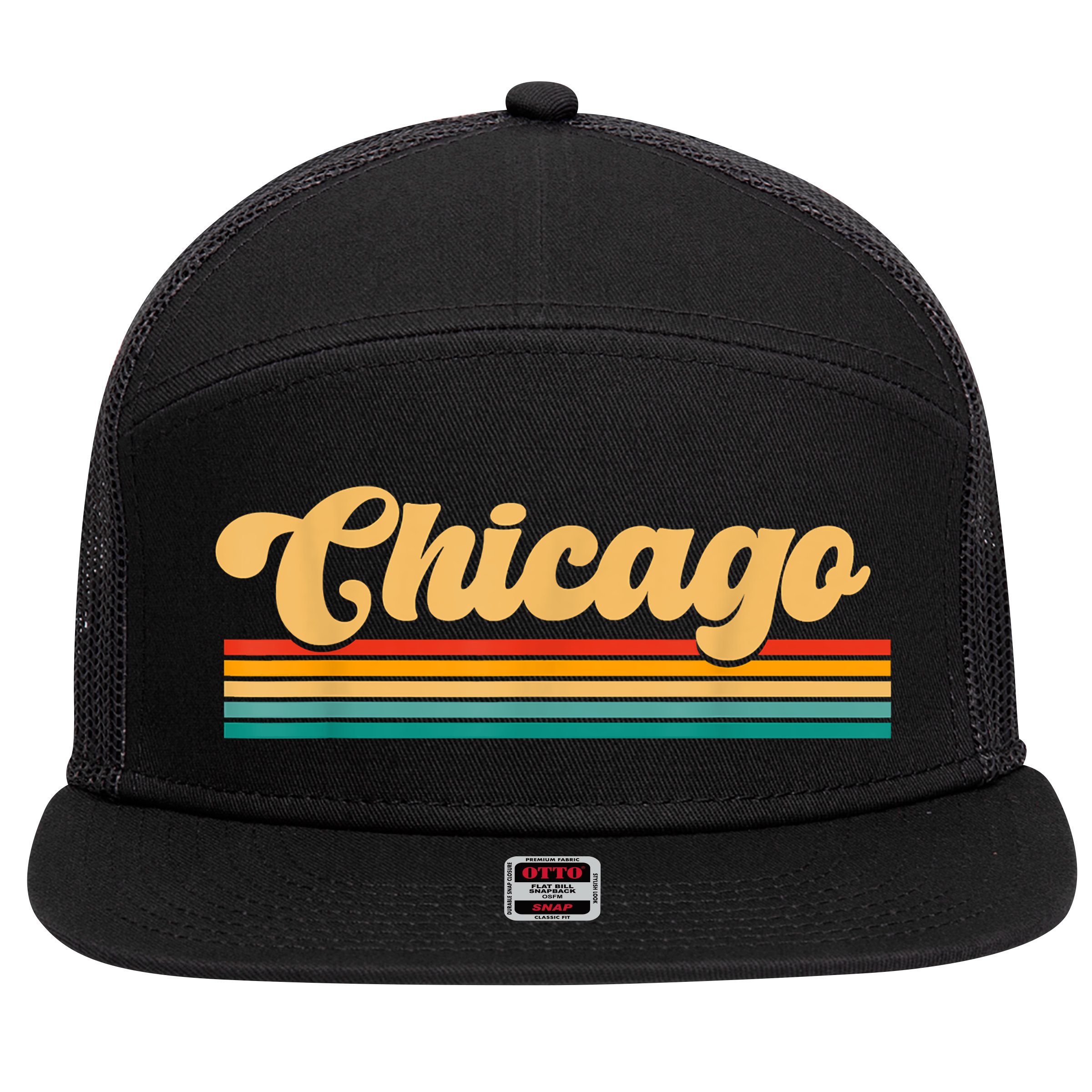 City Of Chicago 7 Panel Mesh Trucker Snapback Hat