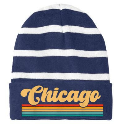 City Of Chicago Striped Beanie with Solid Band