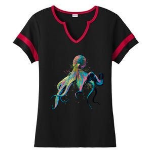 Colorful Octopus Ladies Halftime Notch Neck Tee