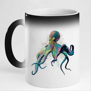 Colorful Octopus 11oz Black Color Changing Mug