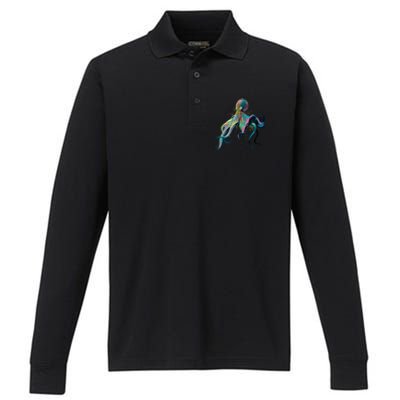 Colorful Octopus Performance Long Sleeve Polo