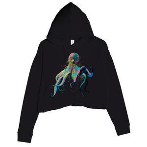 Colorful Octopus Crop Fleece Hoodie