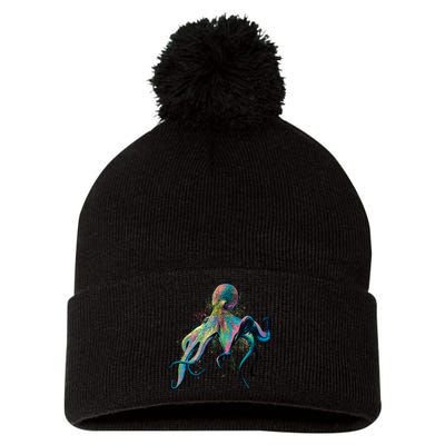Colorful Octopus Pom Pom 12in Knit Beanie