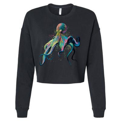 Colorful Octopus Cropped Pullover Crew