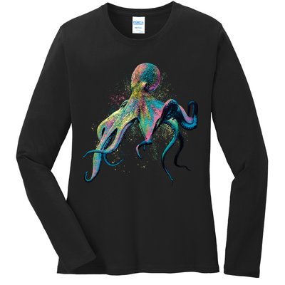 Colorful Octopus Ladies Long Sleeve Shirt