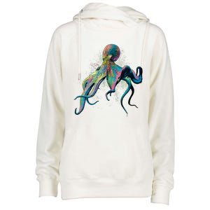 Colorful Octopus Womens Funnel Neck Pullover Hood